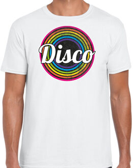 Bellatio Decorations Disco verkleed t-shirt voor heren - disco - wit - jaren 80/80's - carnaval/foute party