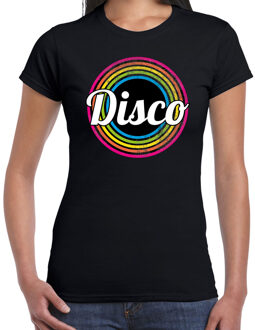 Bellatio Decorations Disco verkleed t-shirt zwart voor dames - 70s, 80s party verkleed outfit 2XL - Feestshirts