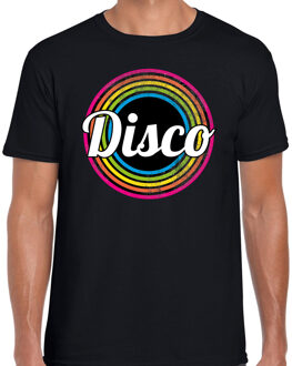 Bellatio Decorations Disco verkleed t-shirt zwart voor heren - 70s, 80s party verkleed outfit 2XL - Feestshirts