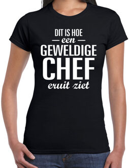 Bellatio Decorations Dit is hoe een geweldige chef eruit ziet cadeau t-shirt zwart dames 2XL