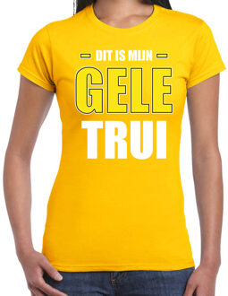 Bellatio Decorations Dit is mijn gele trui fun tekst t-shirt geel voor dames 2XL