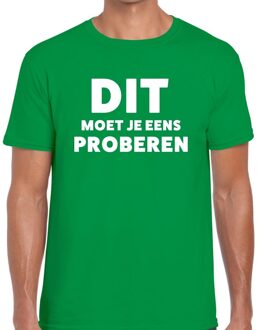 Bellatio Decorations Dit moet je eens proberen beurs/evenementen t-shirt groen heren L