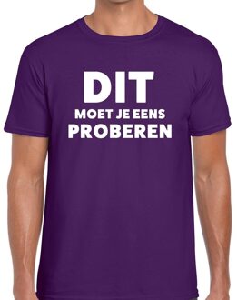 Bellatio Decorations Dit moet je eens proberen beurs/evenementen t-shirt paars heren 2XL