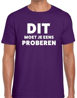 Bellatio Decorations Dit moet je eens proberen beurs/evenementen t-shirt paars heren