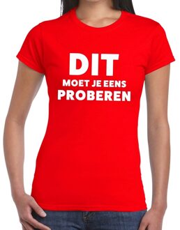 Bellatio Decorations Dit moet je eens proberen beurs/evenementen t-shirt rood dames