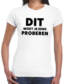 Bellatio Decorations Dit moet je eens proberen beurs/evenementen t-shirt wit dames