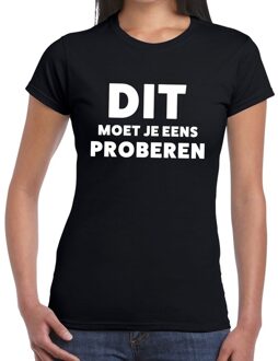 Bellatio Decorations Dit moet je eens proberen beurs/evenementen t-shirt zwart dames L