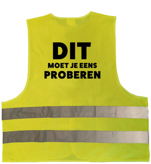Bellatio Decorations Dit moet je eens proberen vest / hesje geel met reflecterende strepen voor volwassenen