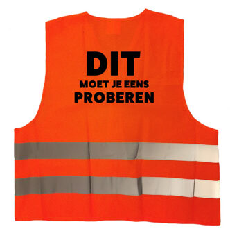 Bellatio Decorations Dit moet je eens proberen vest / hesje oranje met reflecterende strepen voor volwassenen
