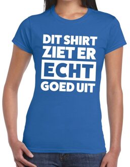 Bellatio Decorations Dit shirt ziet er echt goed uit tekst t-shirt blauw dames 2XL