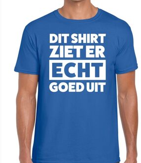 Bellatio Decorations Dit shirt ziet er echt goed uit tekst t-shirt blauw heren 2XL