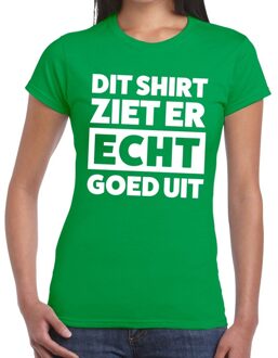 Bellatio Decorations Dit shirt ziet er echt goed uit tekst t-shirt groen dames 2XL