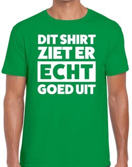 Bellatio Decorations Dit shirt ziet er echt goed uit tekst t-shirt groen heren 2XL