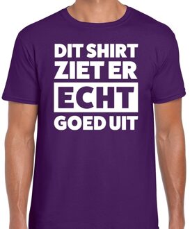 Bellatio Decorations Dit shirt ziet er echt goed uit tekst t-shirt paars heren 2XL