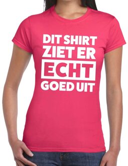 Bellatio Decorations Dit shirt ziet er echt goed uit tekst t-shirt roze dames 2XL