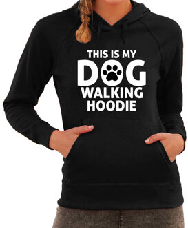 Bellatio Decorations Dog walking hoodie fun tekst bankhanger hoodie voor dames zwart