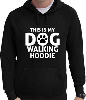 Bellatio Decorations Dog walking hoodie fun tekst bankhanger hoodie voor heren zwart