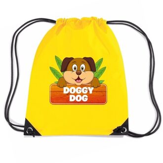 Bellatio Decorations Doggy Dog de hond rugtas / gymtas geel voor kinderen