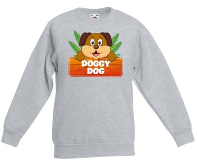 Bellatio Decorations Doggy Dog de hond sweater grijs voor kinderen - unisex - honden trui 12-13 jaar (152/164)