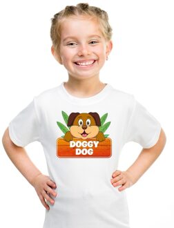 Bellatio Decorations Doggy Dog de hond t-shirt wit voor kinderen - unisex - honden shirt XS (110-116)