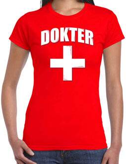 Bellatio Decorations Dokter met kruis verkleed t-shirt rood voor dames 2XL