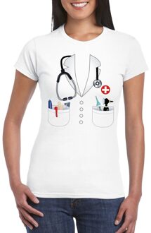 Bellatio Decorations Doktersjas kostuum t-shirt wit voor dames