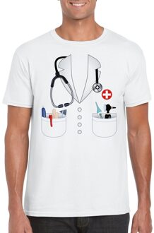 Bellatio Decorations Doktersjas kostuum t-shirt wit voor heren XL