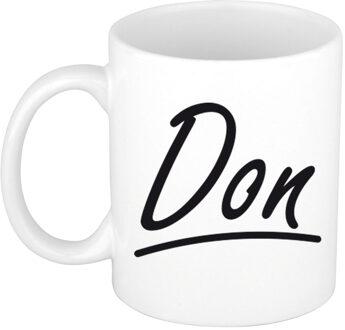 Bellatio Decorations Don Naam koffiemok - beker - met sierlijke letters - wit - 300 ml - Cadeau - Heren