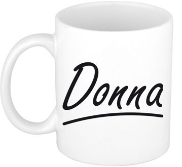 Bellatio Decorations Donna voornaam kado beker / mok sierlijke letters - gepersonaliseerde mok met naam - Naam mokken Multikleur