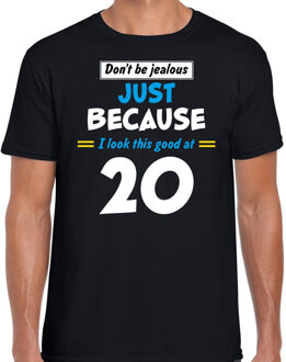 Bellatio Decorations Dont be jealous just because i look this good at 20 cadeau t-shirt zwart voor heren - 20 jaar verjaardag kado shirt / outfit XS