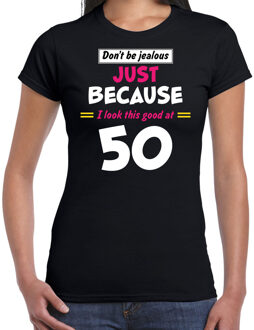 Bellatio Decorations Dont be jealous just because i look this good at 50 cadeau t-shirt zwart voor dames - 50 verjaardag kado shirt / outfit / Sarah 2XL
