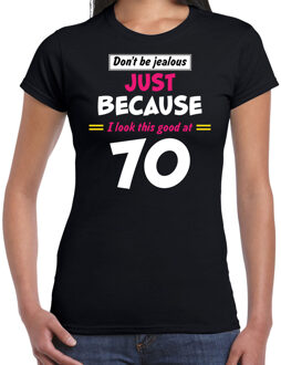 Bellatio Decorations Dont be jealous just because i look this good at 70 verjaardag cadeau t-shirt zwart voor dames 2XL