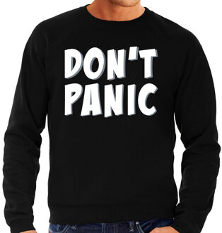 Bellatio Decorations Dont panic / geen paniek sweater / trui zwart voor heren