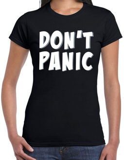 Bellatio Decorations Dont panic / geen paniek t-shirt zwart voor dames 2XL