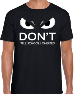 Bellatio Decorations Dont tell school I cheated t-shirt zwart heren met gemene ogen S
