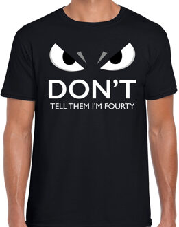 Bellatio Decorations Dont tell them im fourty verjaardag t-shirt 40 jaar zwart heren met gemene ogen L