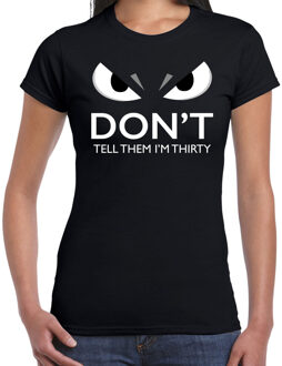 Bellatio Decorations Dont tell them im thirty verjaardag t-shirt 30 jaar zwart dames met gemene ogen 2XL