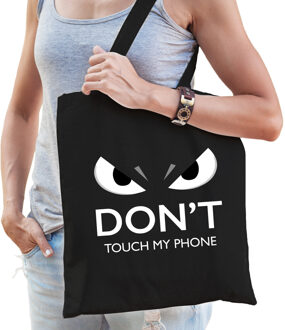 Bellatio Decorations Dont touch telefoon cadeau katoenen tas zwart voor volwassenen