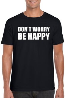 Bellatio Decorations Dont worry be happy fun t-shirt zwart voor heren 2XL - Feestshirts