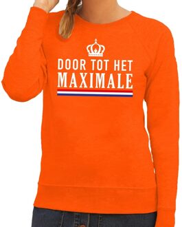 Bellatio Decorations Door tot het Maximale sweater oranje dames 2XL - Feesttruien