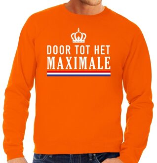 Bellatio Decorations Door tot het maximale sweater oranje heren 2XL - Feesttruien