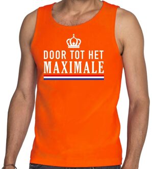Bellatio Decorations Door tot het maximale tanktop / mouwloos shirt oranje heren S - Feestshirts