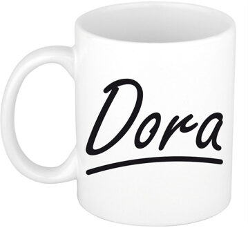 Bellatio Decorations Dora voornaam kado beker / mok sierlijke letters - gepersonaliseerde mok met naam - Naam mokken Multikleur