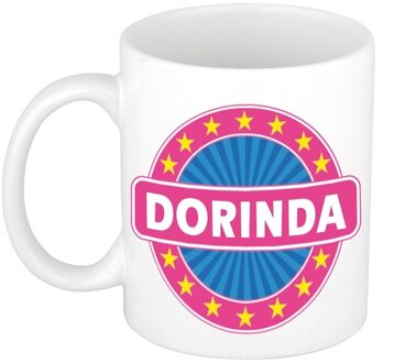 Bellatio Decorations Dorinda voornaam koffiemok - beker - wit/roze - 300 ml - Cadeau - Dames - Collega - Moederdag Multi