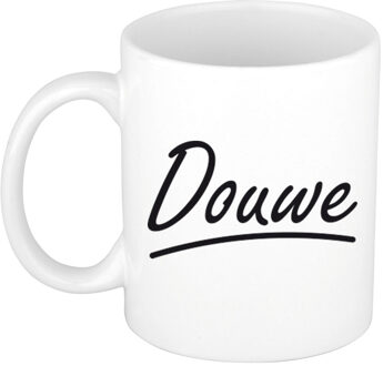 Bellatio Decorations Douwe voornaam kado beker / mok sierlijke letters - gepersonaliseerde mok met naam - Naam mokken Multikleur