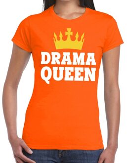 Bellatio Decorations Drama Queen t-shirt oranje dames XS - Feestshirts