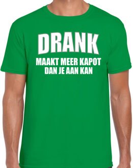 Bellatio Decorations Drank maakt meer kapot dan je aan kan fun t-shirt groen voor heren