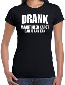 Bellatio Decorations Drank maakt meer kapot dan je aan kan fun t-shirt zwart voor dames M