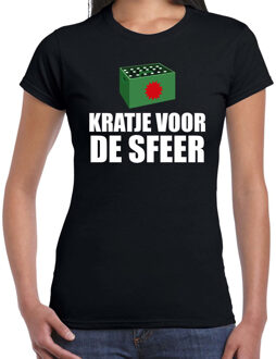 Bellatio Decorations Drank t-shirt kratje voor de sfeer zwart voor dames - Drank / bier fun t-shirt 2XL