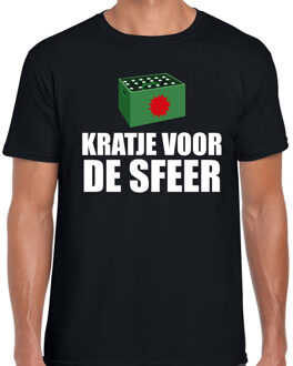 Bellatio Decorations Drank t-shirt kratje voor de sfeer zwart voor heren - Drank / bier fun t-shirt 2XL